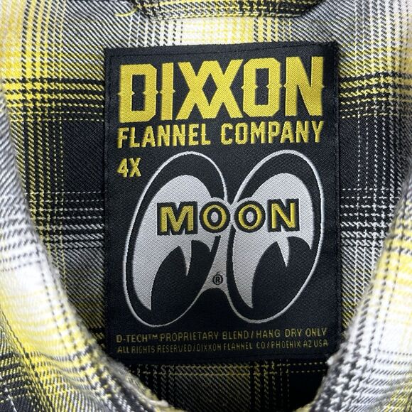 DIXXON Moon Eyes Flannel Men's 4XL Yellow Black Plaid Button Up Heavyweight - Picture 4 of 8
